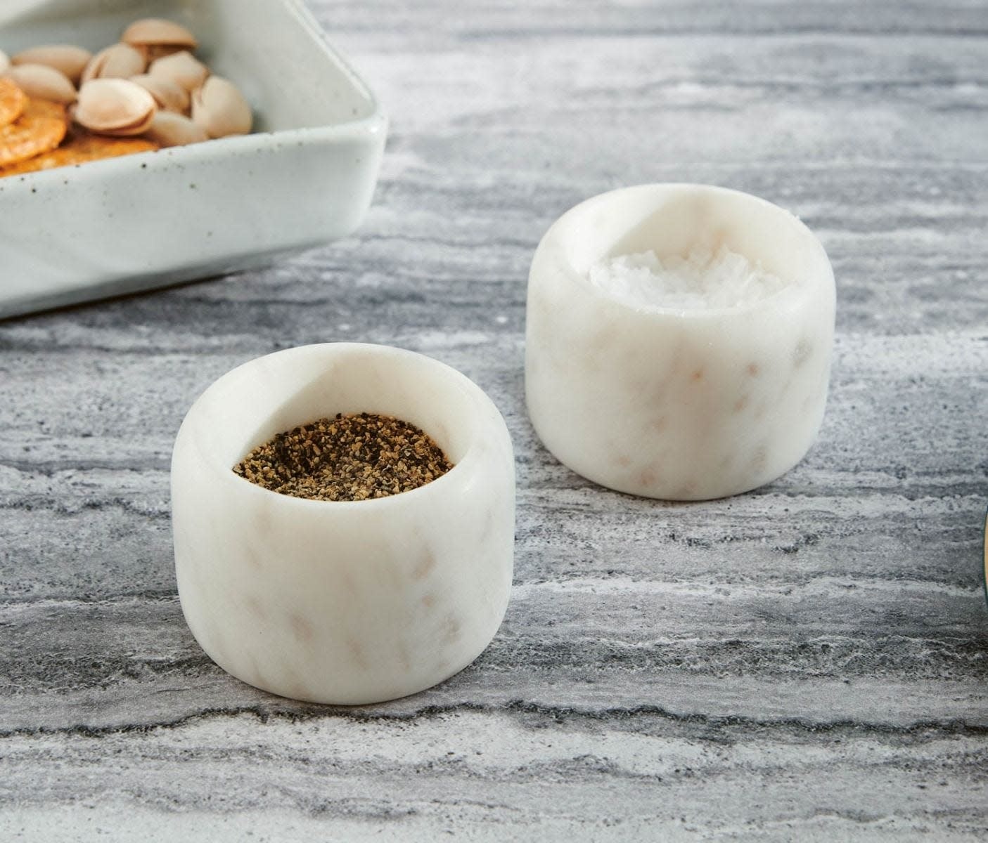 Blue Pheasant Mavis White Marble Pinch Bowls