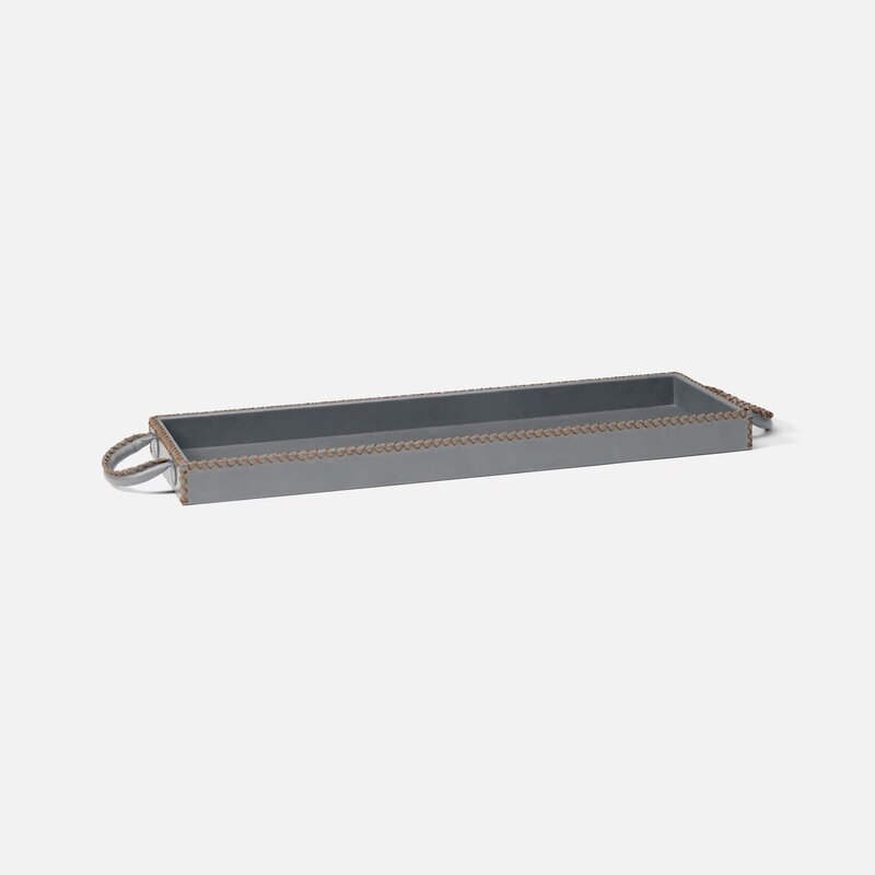 Made Goods Elisa Dark Gray Full-Grain Leather Tray
