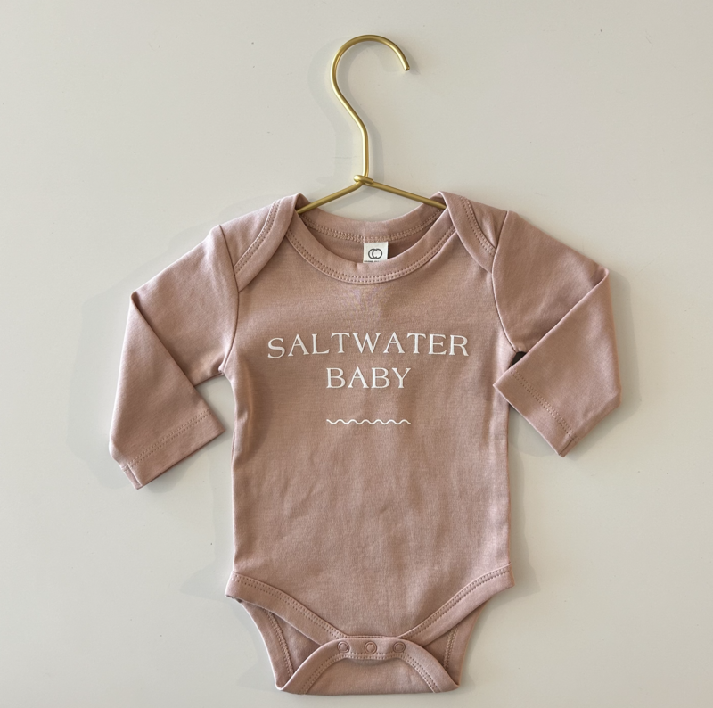 Saltwater House Saltwater Baby Organic Baby Long Sleeve Classic Bodysuit - Blush