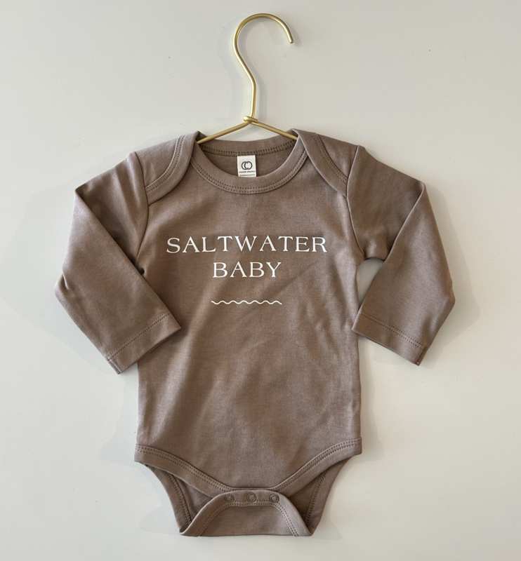 Saltwater House Saltwater Baby Organic Long Sleeve Classic Bodysuit - Truffle