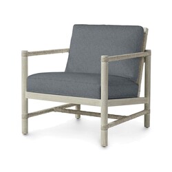 Palecek Norton Lounge Chair White / Blue Slate Upholstery 28.75"W X 33"DP X 32.25"H