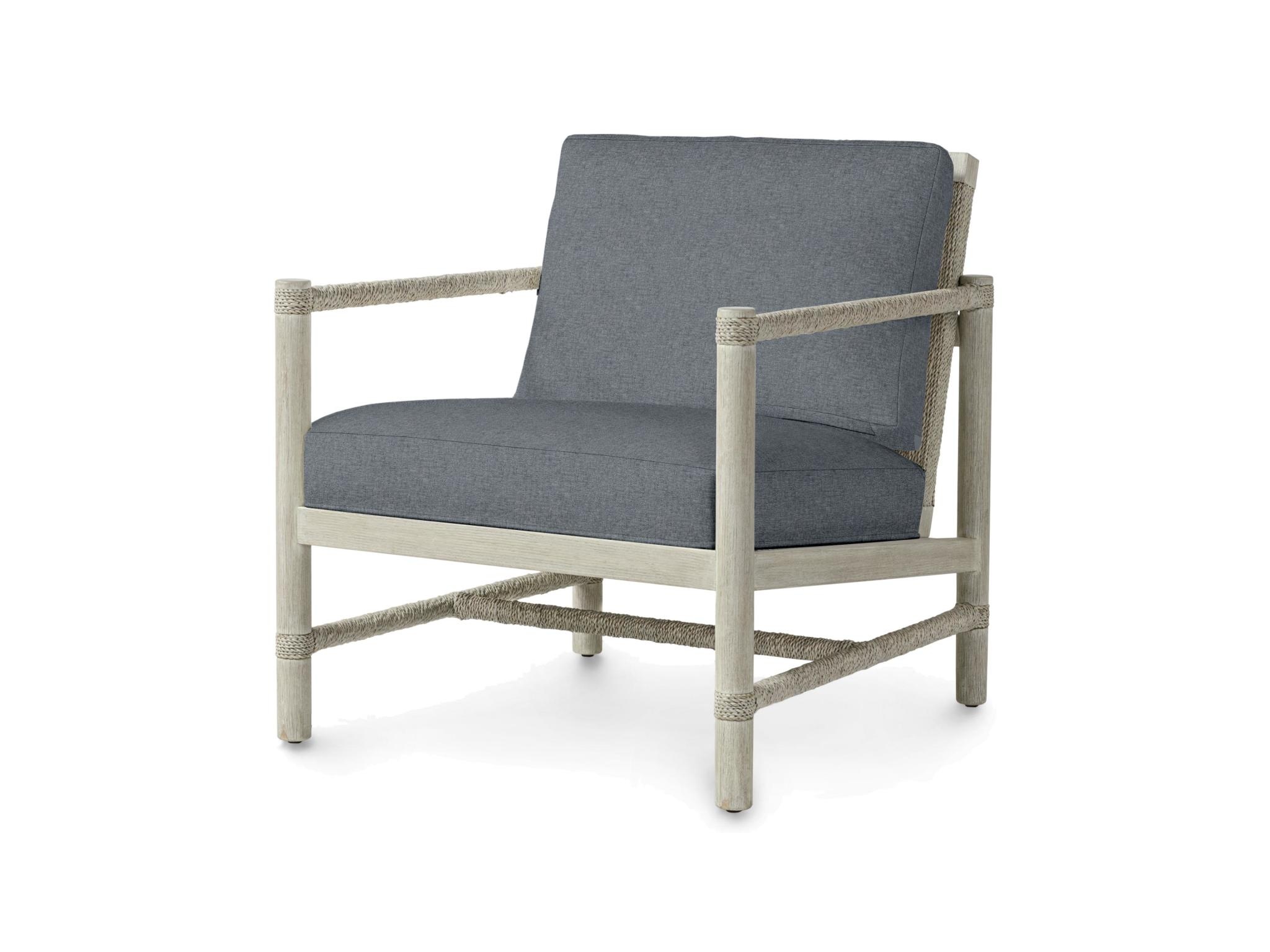 Palecek Norton Lounge Chair White / Blue Slate Upholstery 28.75"W X 33"DP X 32.25"H