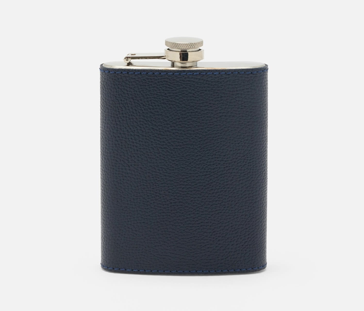 Blue Pheasant Warren Navy Flask Stainless Steel/Full Grain Leather