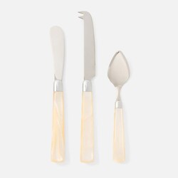 Blue Pheasant Colson Ivory/Polished Silver Cheese Knife Set