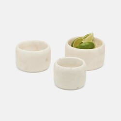 Blue Pheasant Mavis White Marble Serving Bowls Set of 3