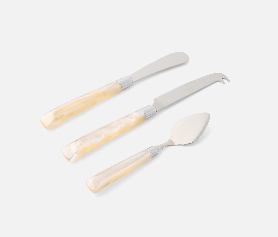 Blue Pheasant Colson Ivory/Polished Silver Cheese Knife Set