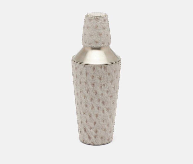Blue Pheasant Witney Light Gray Ostrich Cocktail Shaker