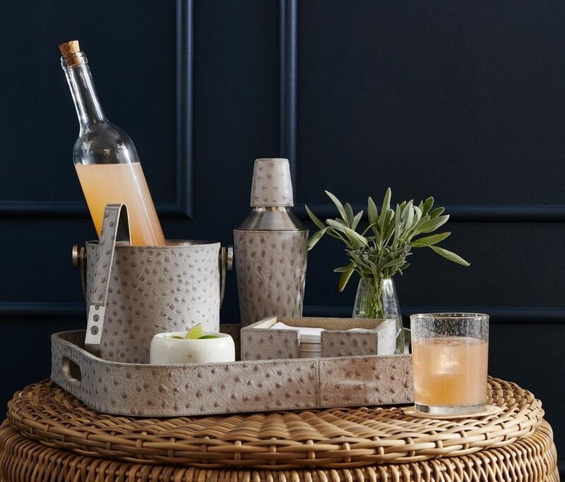 Blue Pheasant Witney Light Gray Ostrich Cocktail Shaker
