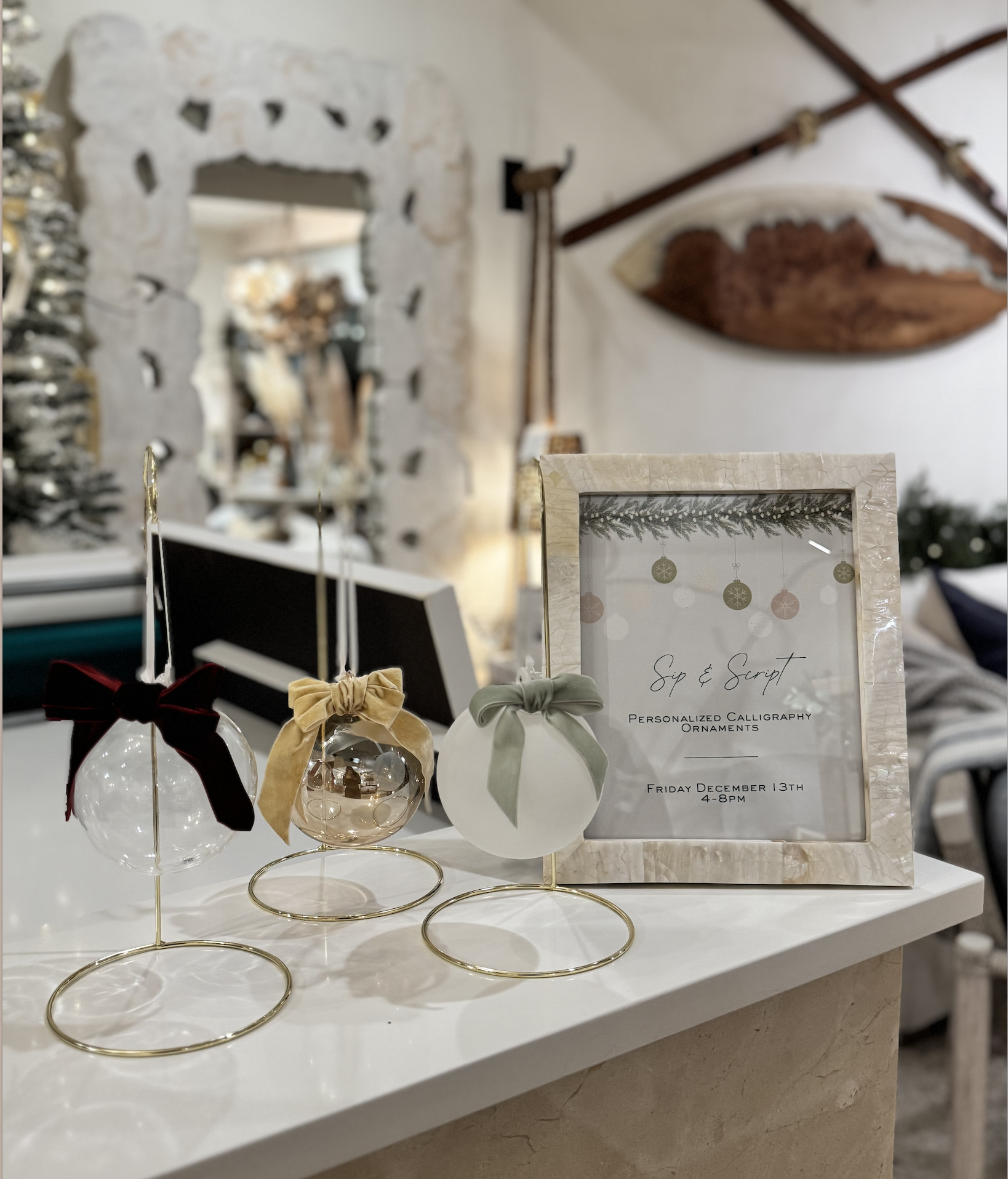 Saltwater House Calligraphy Clear Ornament