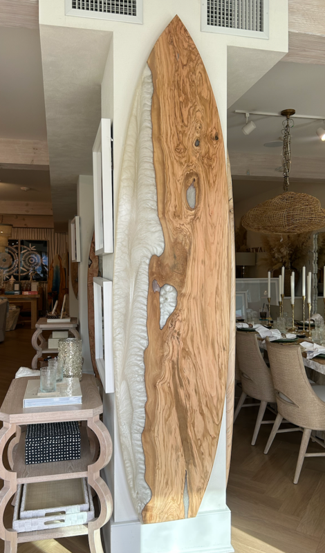 Chuck Romer Custom Reclaimed Wood Board w MOP Resin 92" x 23