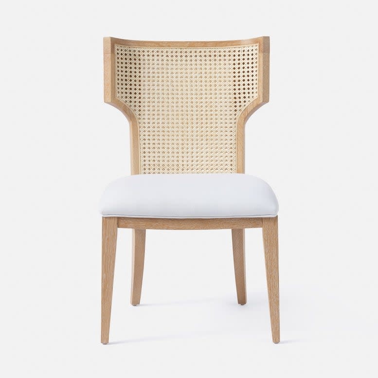 Made Goods Carleen Cane Dining Chair ALSEK WHITE HIGH-PERFORMANCE FABRIC