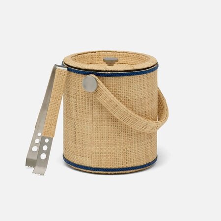 Blue Pheasant Gable Natural/Navy Ice Bucket w Tongs