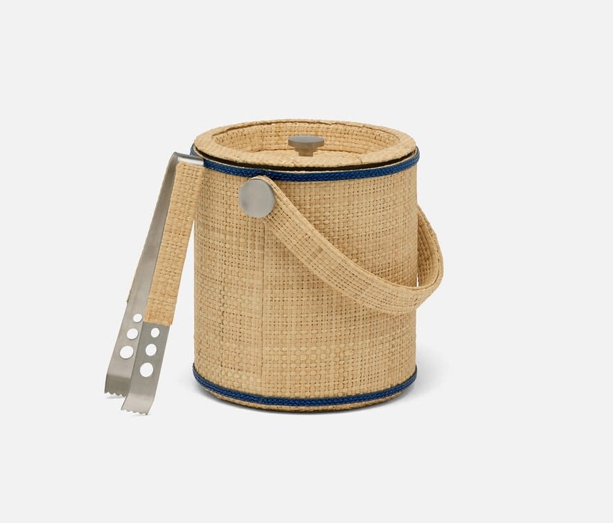 Blue Pheasant Gable Natural/Navy Ice Bucket w Tongs