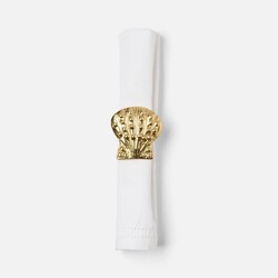 Blue Pheasant Lana Polished Gold Clam Shell Napkin Ring Brass - Set of 4