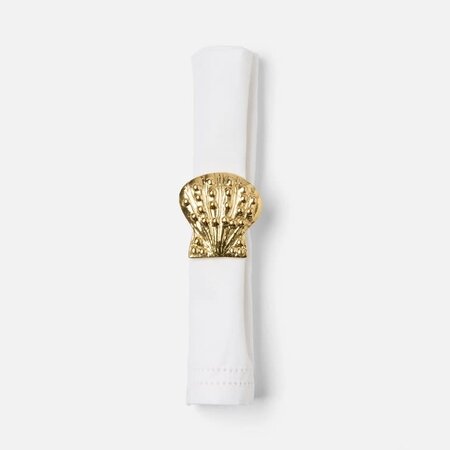 Blue Pheasant Lana Polished Gold Clam Shell Napkin Ring Brass - Set of 4