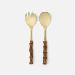 Blue Pheasant Zoya Matte Gold/Natural 2 Piece Serving Set