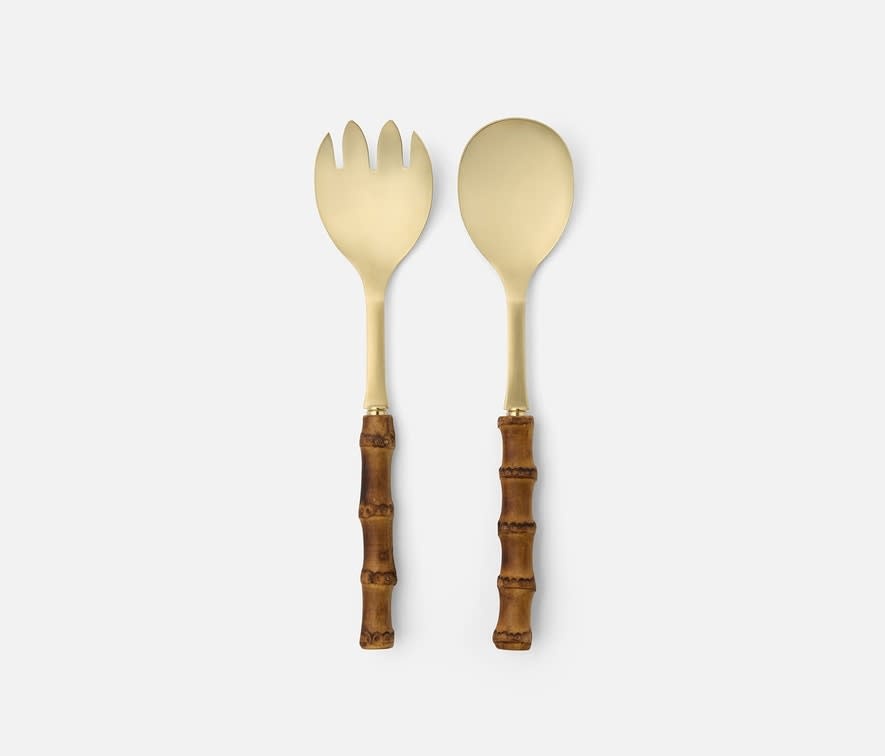 Blue Pheasant Zoya Matte Gold/Natural 2 Piece Serving Set