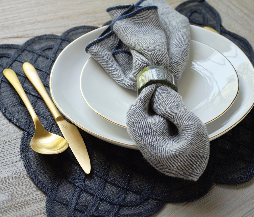 Blue Pheasant Ines Navy Woven Square Placemat