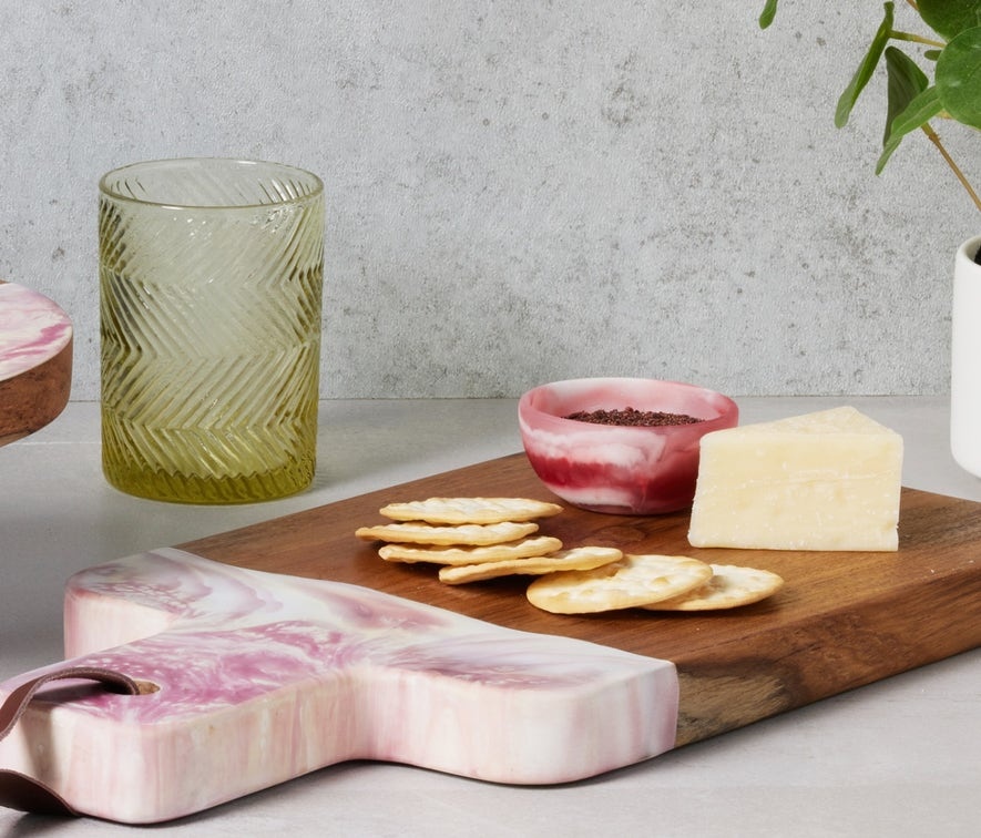 Blue Pheasant Hugo Pink Swirl Serving Bowl Resin 3x1.5