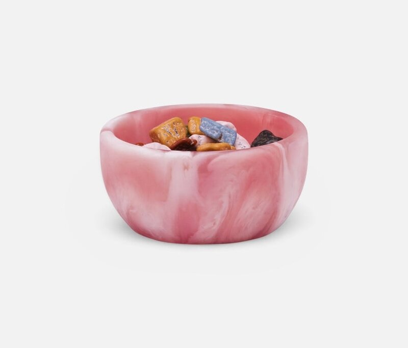 Blue Pheasant Hugo Pink Swirl Serving Bowl Resin 3x1.5