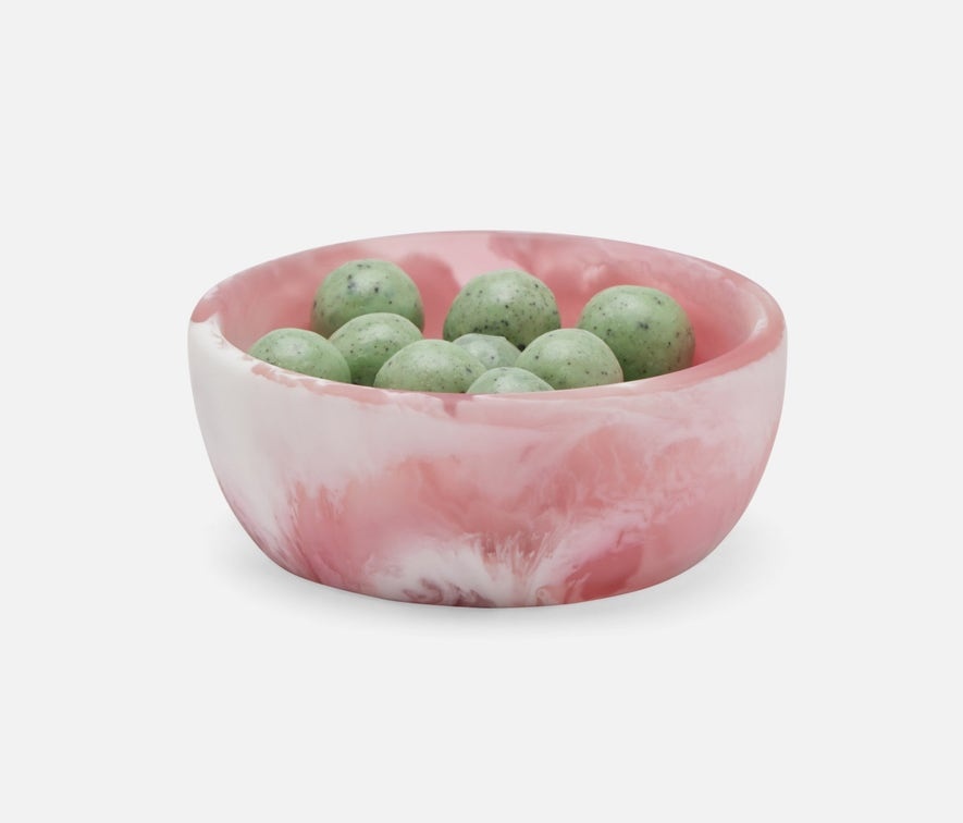 Blue Pheasant Hugo Pink Swirl Serving Bowl Resin 4x1.5