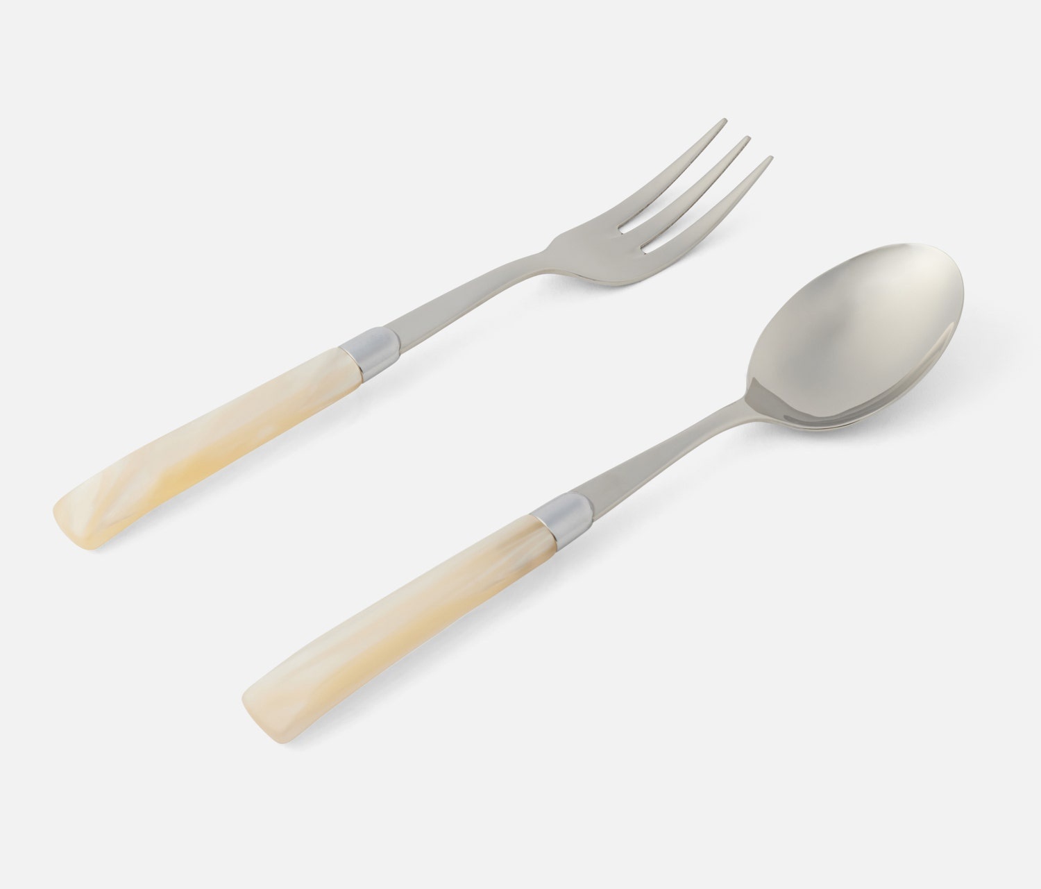 Blue Pheasant Colson Ivory/Polished Silver 2 Piece Serving Set