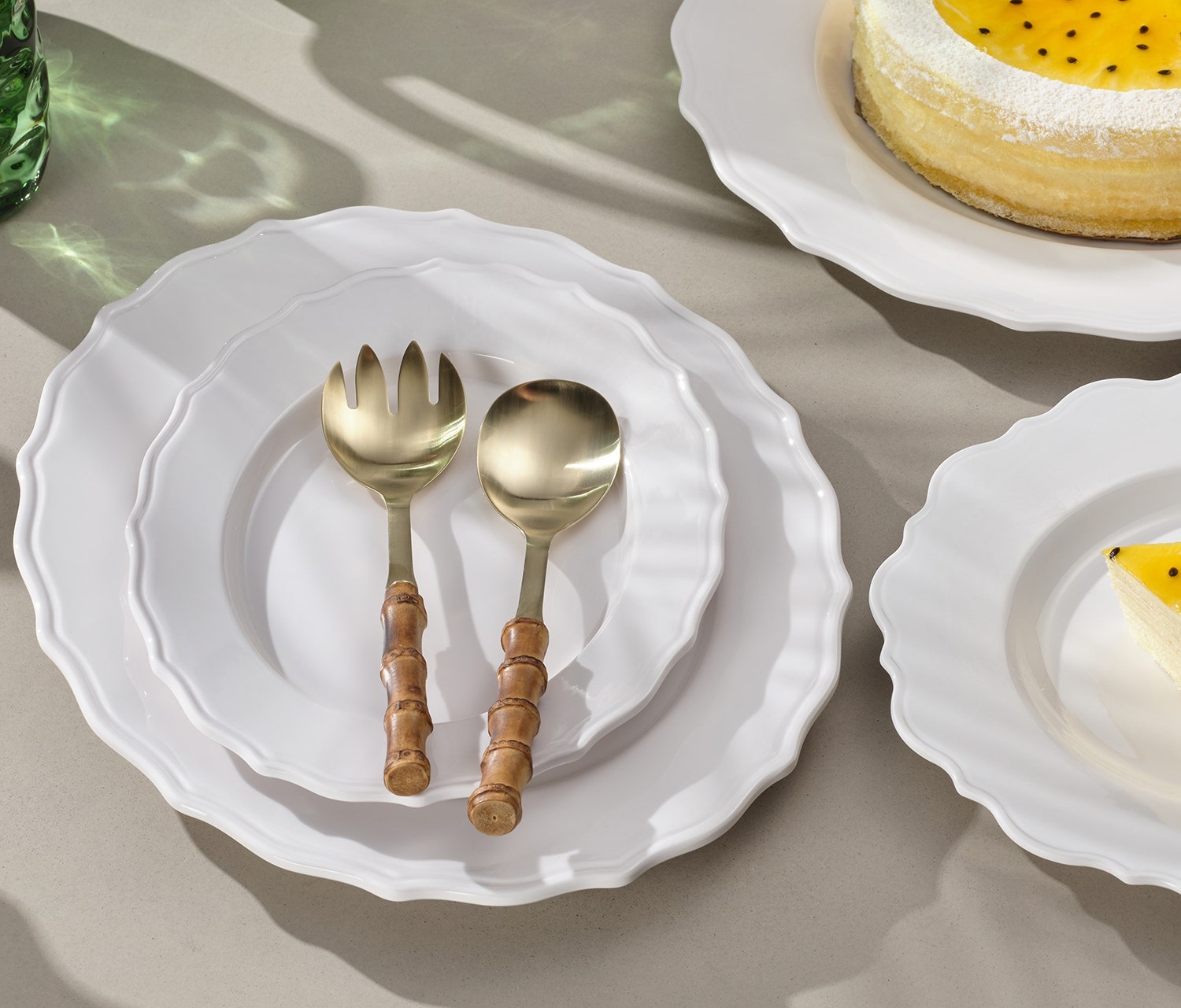 Blue Pheasant Zoya Matte Gold/Natural 2 Piece Serving Set