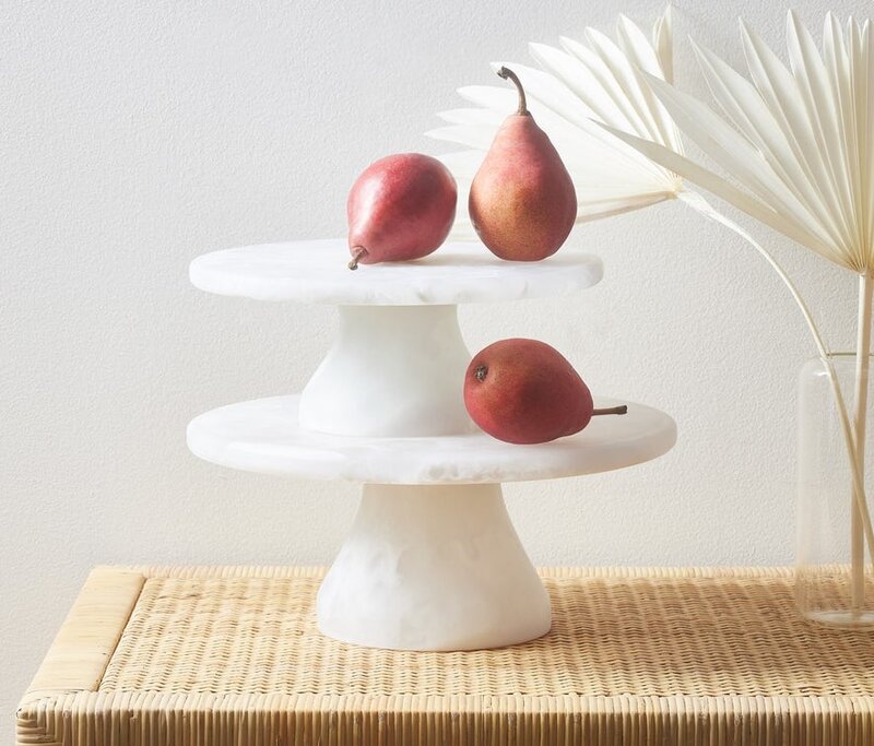 Blue Pheasant Hugo White Swirl Cake Stand Small