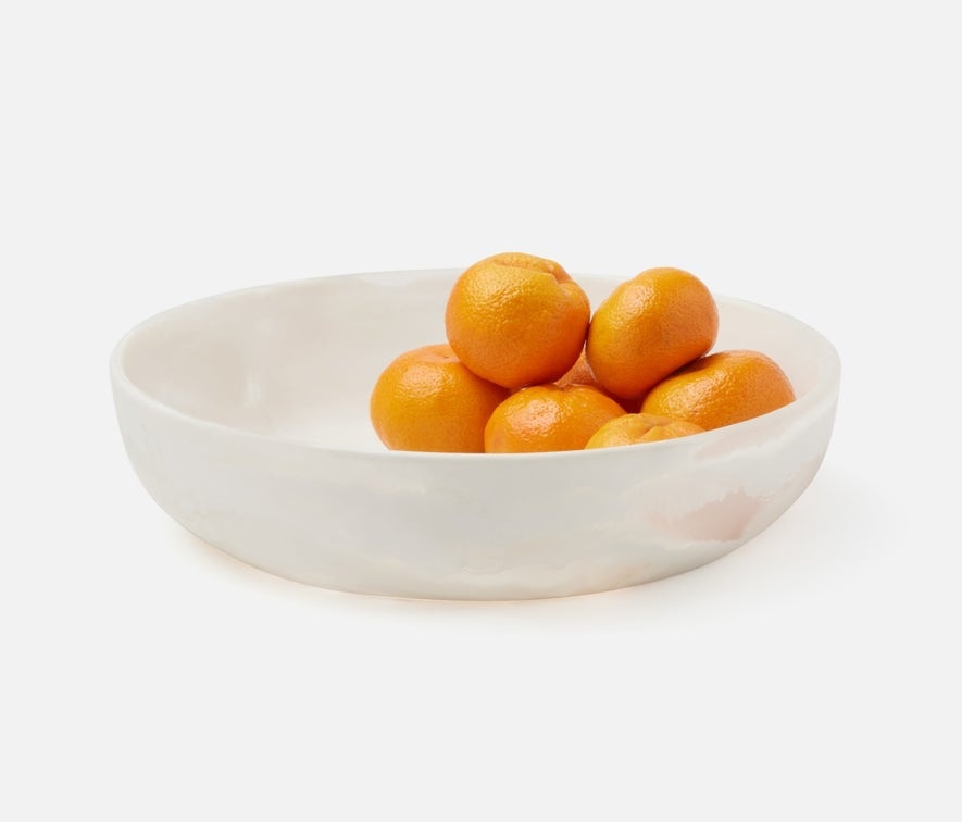 Blue Pheasant Hugo White Swirl Serving Bowl Large