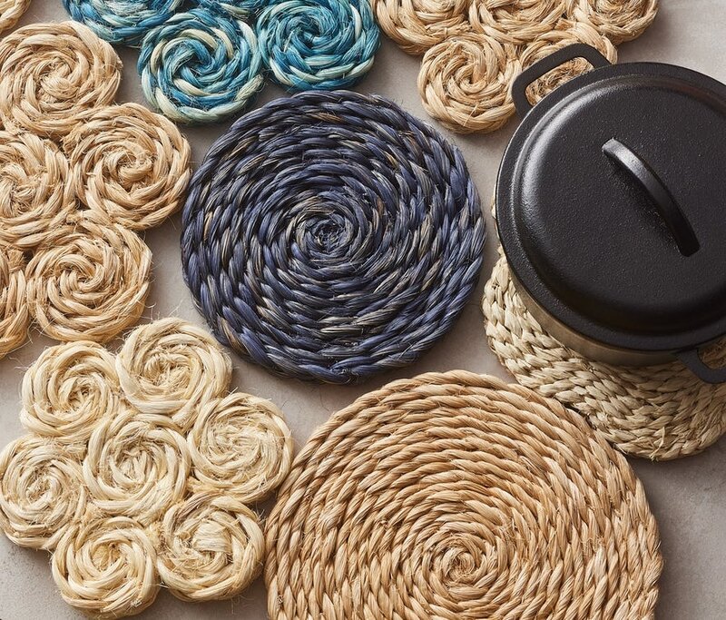 Blue Pheasant Reid Natural Round Trivets - Set of 2
