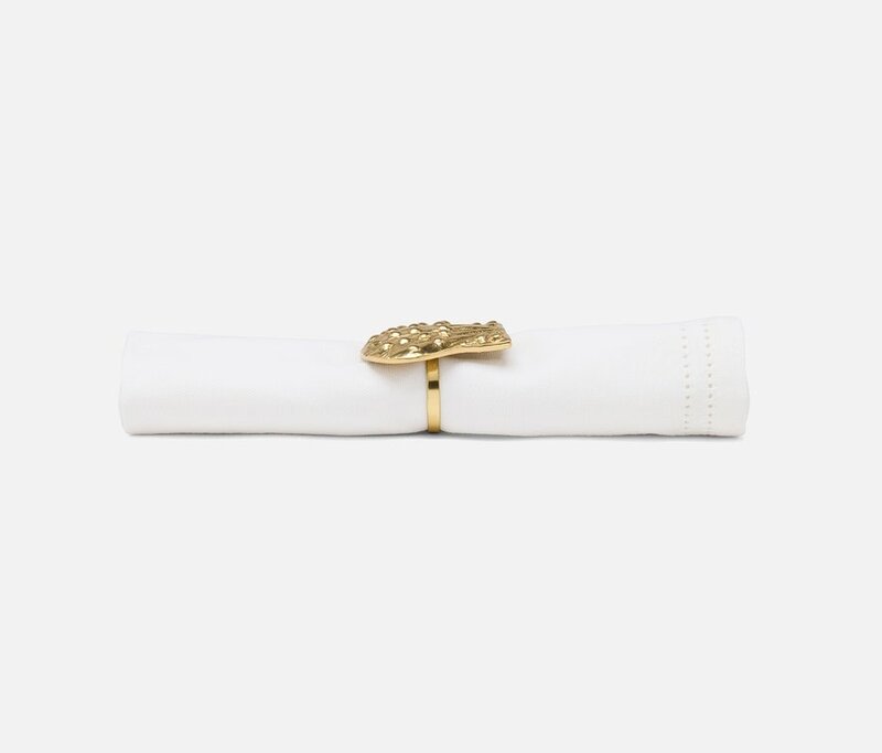 Blue Pheasant Lana Polished Gold Clam Shell Napkin Ring Brass - Set of 4