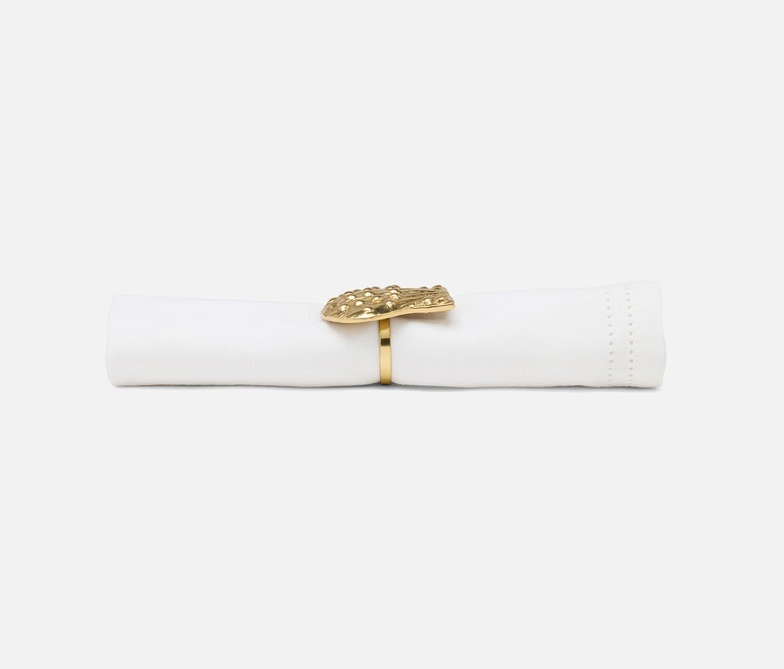 Blue Pheasant Lana Polished Gold Clam Shell Napkin Ring Brass - Set of 4