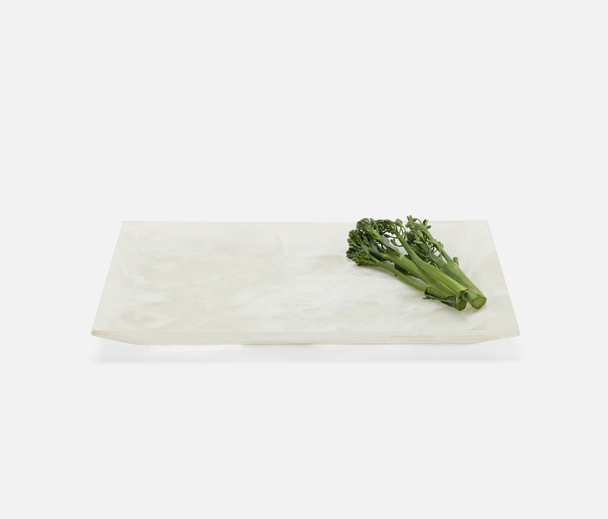 Blue Pheasant Olena White Swirl Rectangular Serving Tray Small