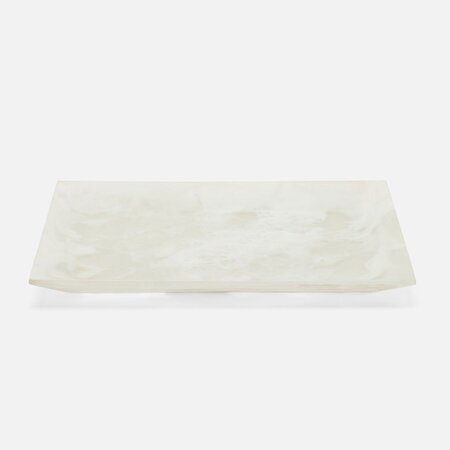 Blue Pheasant Olena White Swirl Rectangular Serving Tray Small