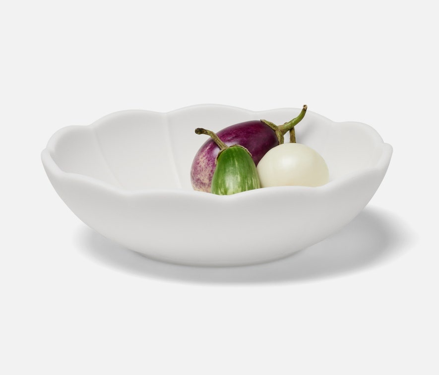 Blue Pheasant Iris Melamine White Scallop Serving Bowl