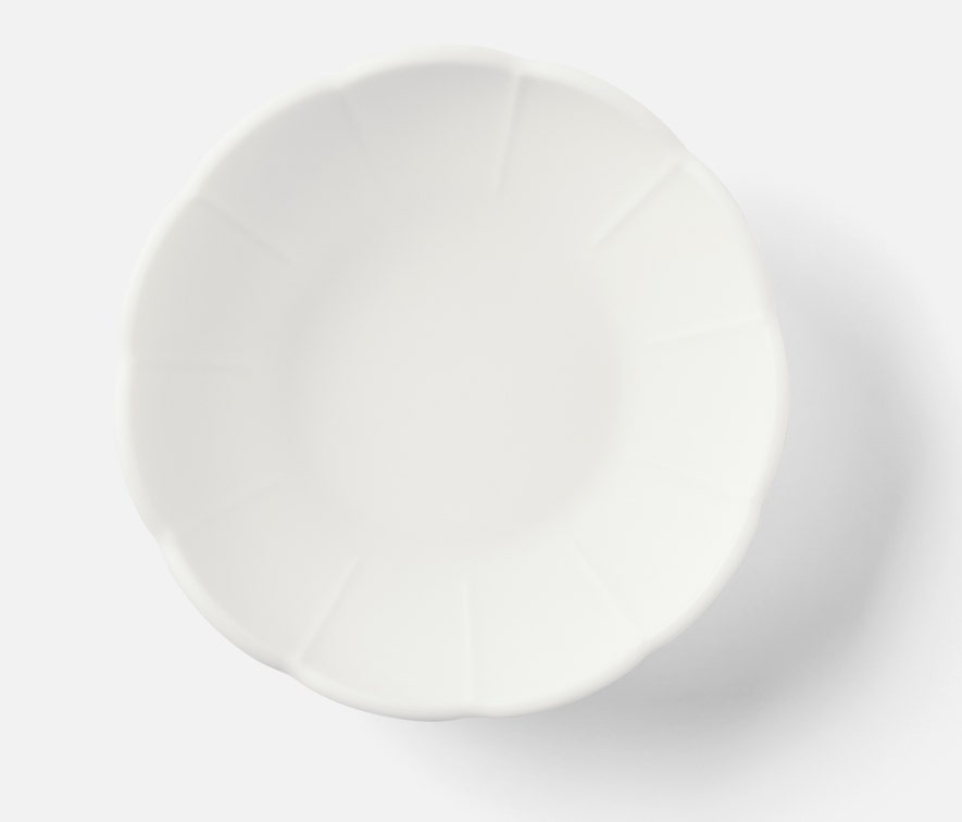 Blue Pheasant Iris Melamine White Scallop Serving Bowl