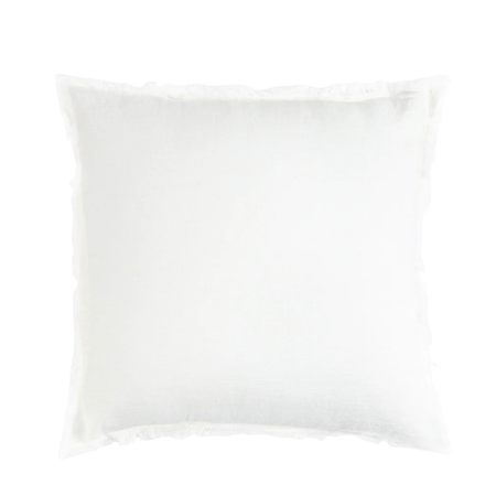 Anaya Home Natural White Fringe Soft Linen Pillow 26x26