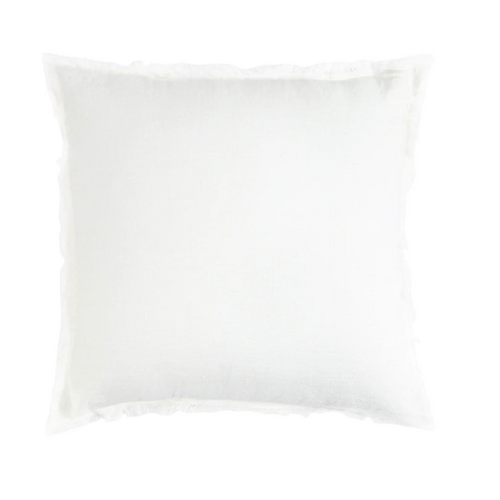 Anaya Home Bright White Fringe Soft Linen Pillow 20x20