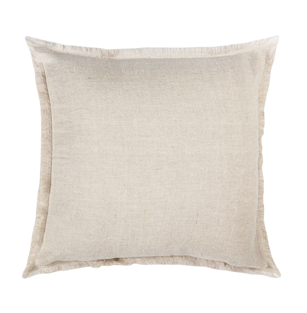 Anaya Home Natural Beige Fringe So Soft Linen Pillow 20x20