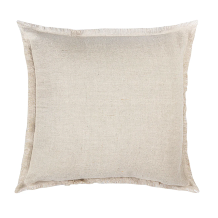 Anaya Home Natural Beige Fringe So Soft Linen Pillow 26x26