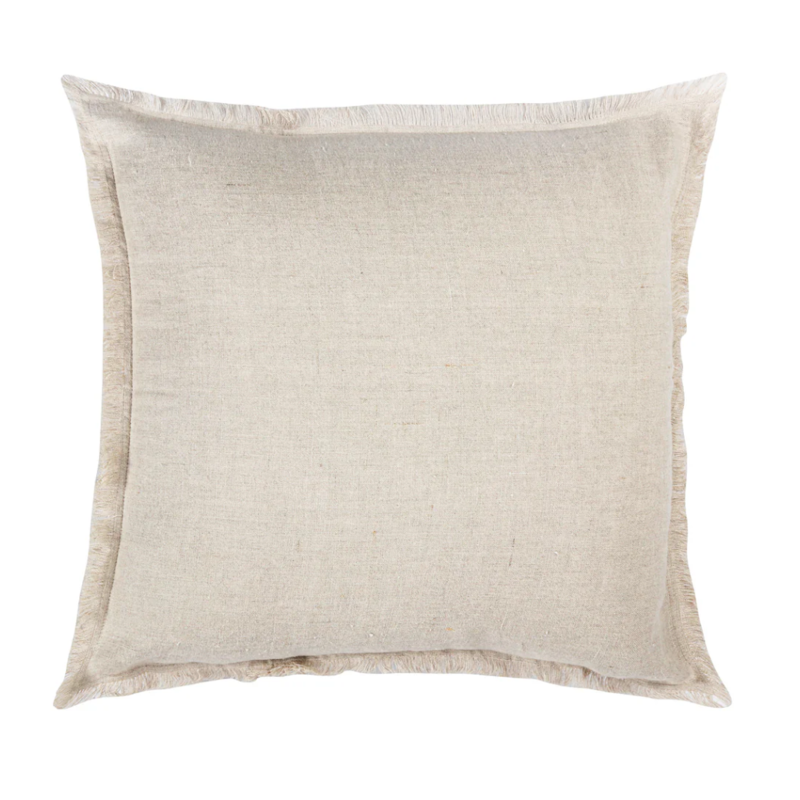 Anaya Home Natural Beige Fringe So Soft Linen Pillow 26x26