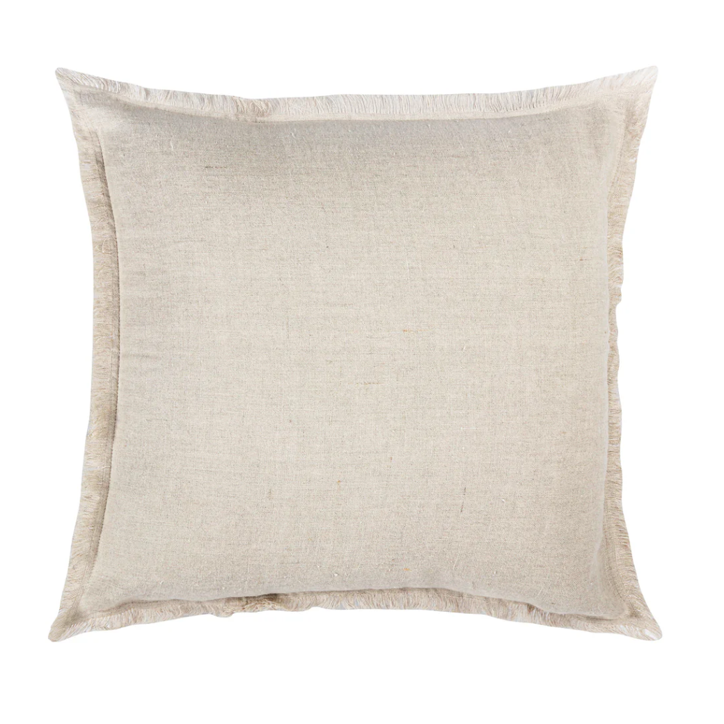 Anaya Home Natural Beige Fringe So Soft Linen Pillow 26x26