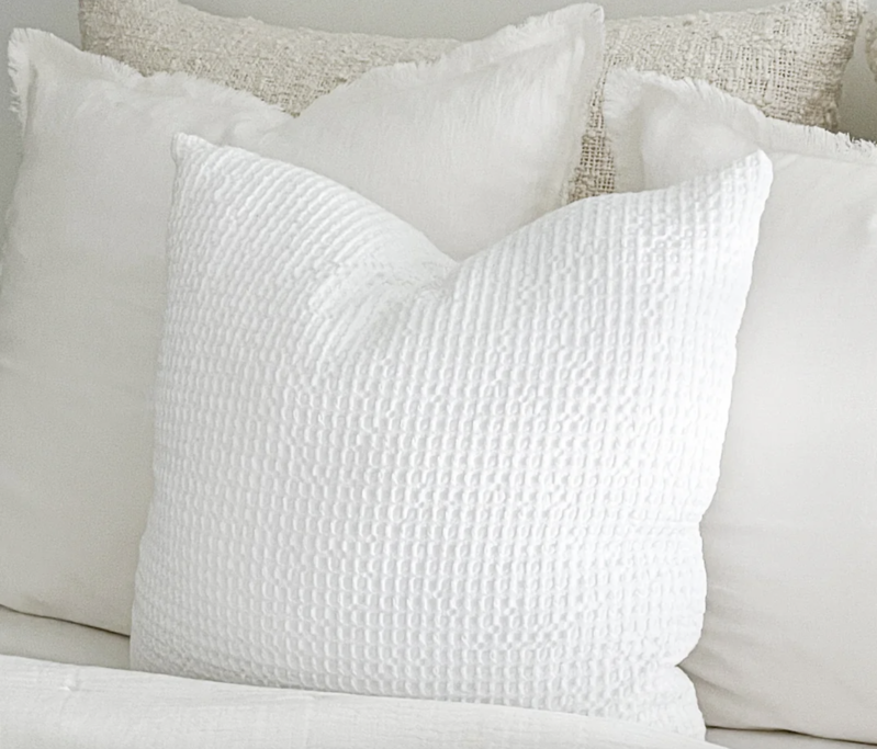 Anaya Home Cool Cotton White Waffle Weave Pillow 26x26