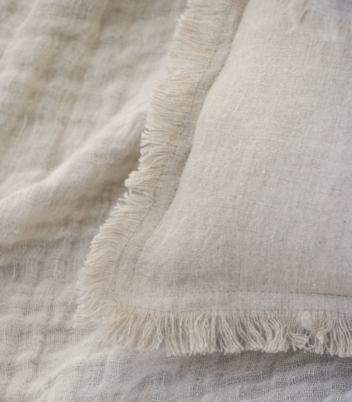 Anaya Home Natural Beige Fringe So Soft Linen Pillow 26x26
