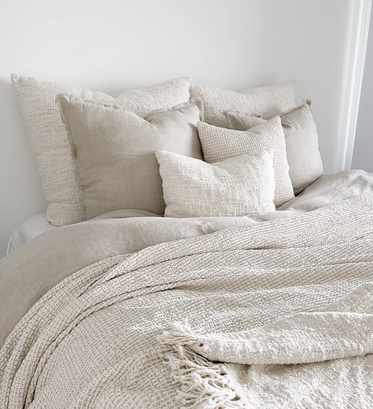 Anaya Home Natural Beige Fringe So Soft Linen Pillow 20x20