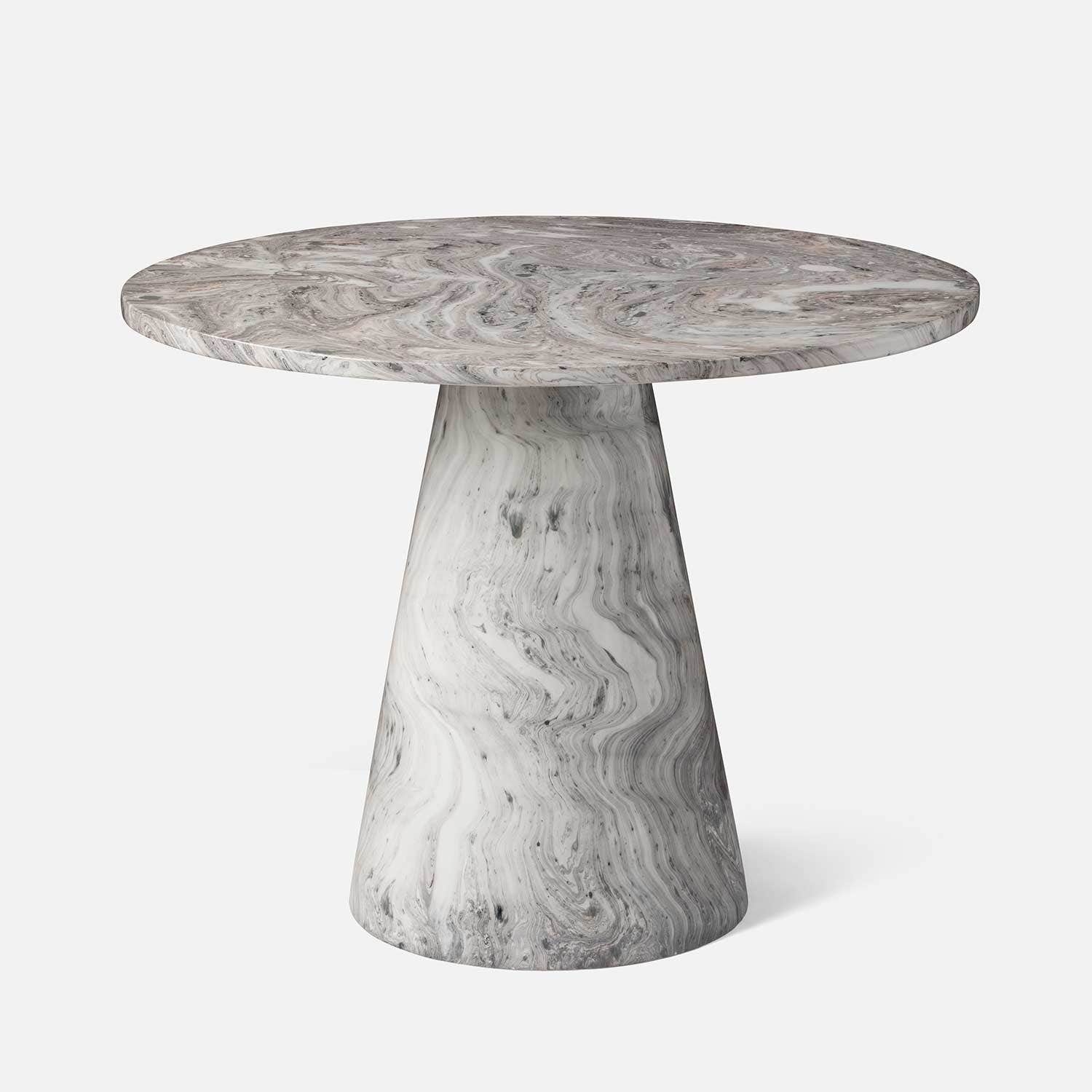 Made Goods Giovanni Entry Table Gray Swirl 38"Dx30"H Lacquered Resin