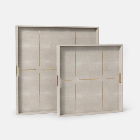 Made Goods Daina Tray XL Sand Realistic Faux Shagreen Set of 2