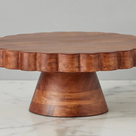 Etu Home Natural Scalloped Cake Stand