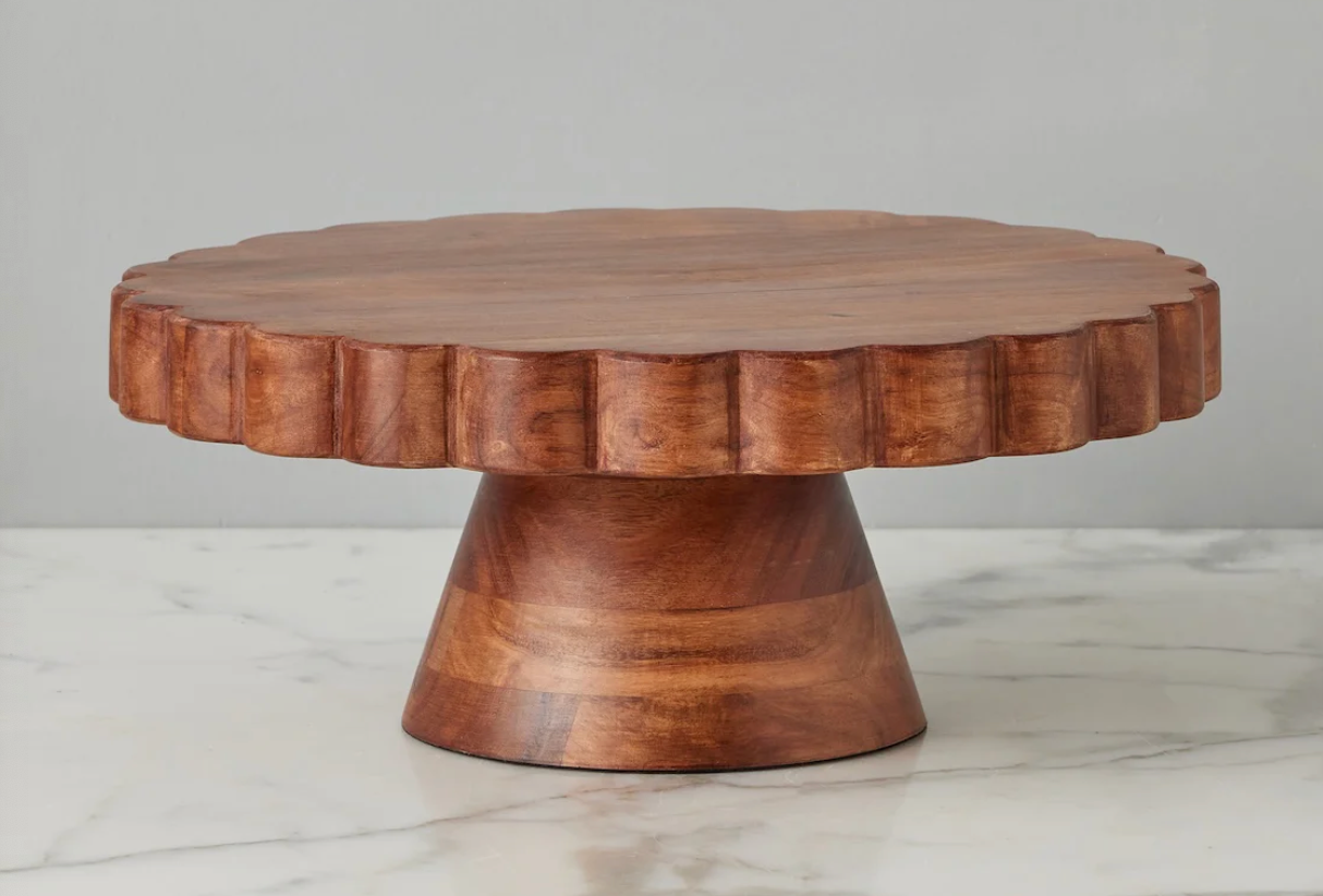Etu Home Natural Scalloped Cake Stand