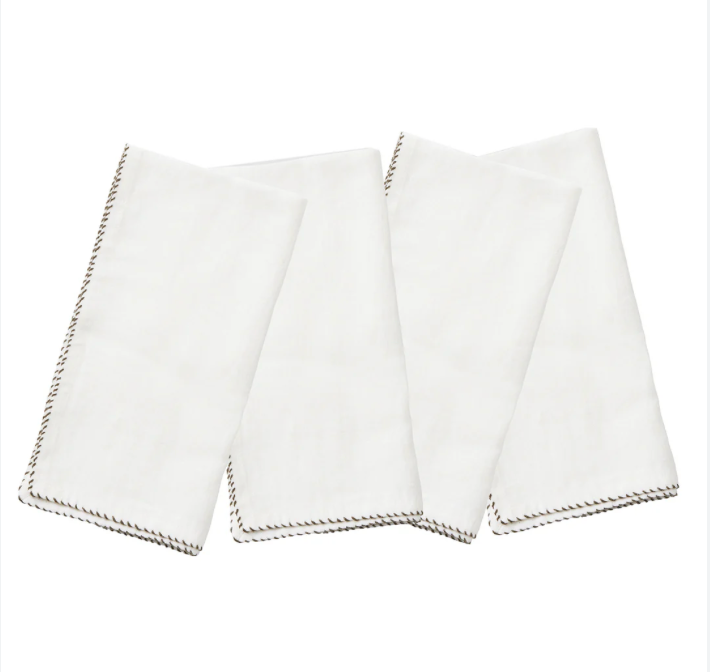 Blue Pheasant EVELYN, White Napkin Linen 20x20 Set of 4